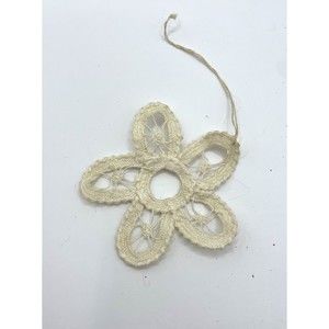 Eyelet Embroidered Cream Colored Christmas Star Ornament Vintage Cloth